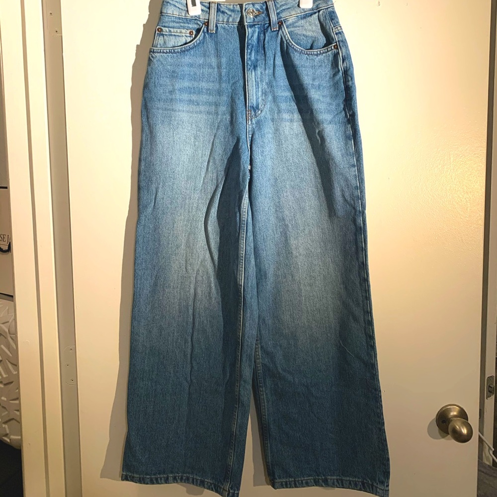Asos blue wide leg jeans